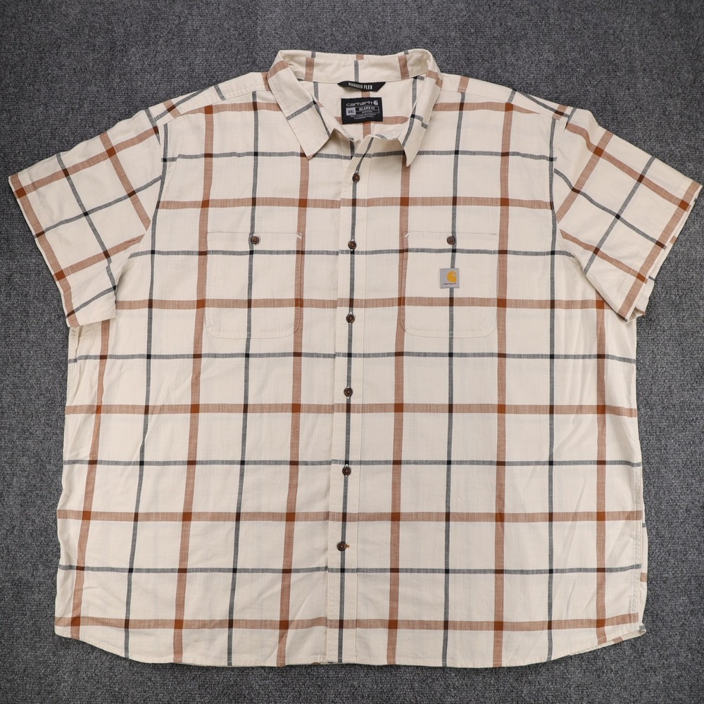 Carhartt Rugged Flex Relaxed Fit Plaid Short Sleeve Work Shirt Mens 4XL TW5701-M - Picture 1 of 6